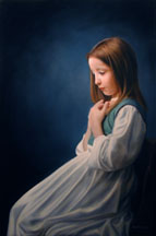 Contemplation, an oil painting of a little girl in a pensive mood