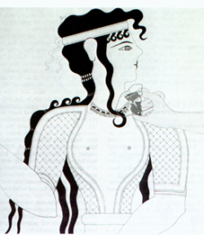 Minoan woman in black and white