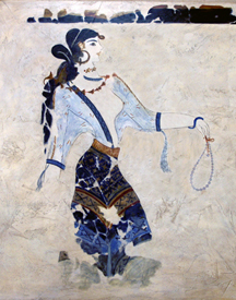 Minoan woman bearing a necklace in wall mural